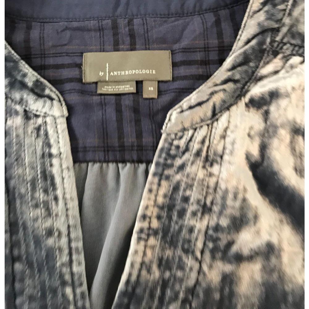 Anthropologie Melody Velvet Tunic Dress XS Slate Blue V-Neck Long Sleeve Pockets - Picture 9 of 12